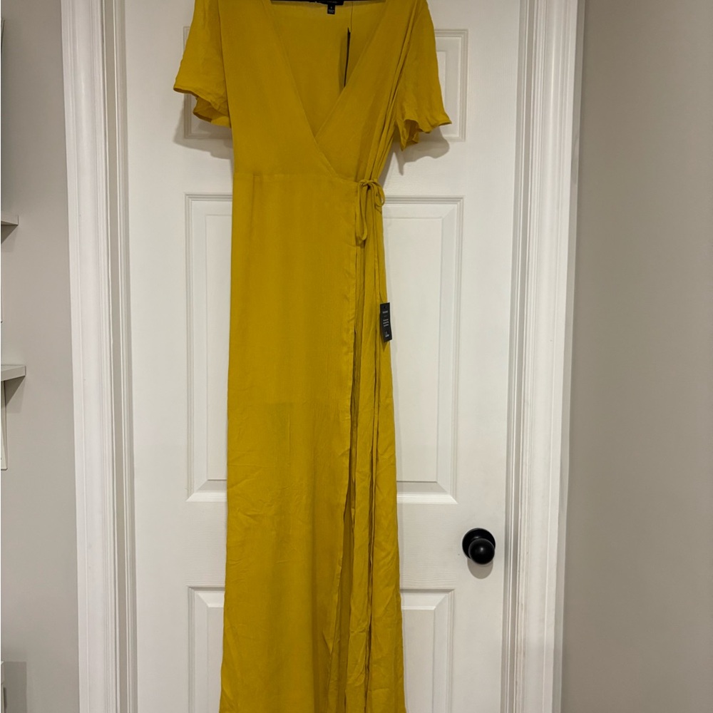 Lulu's Yellow Ruffled Wrap Maxi Dress - Picture 2 of 4